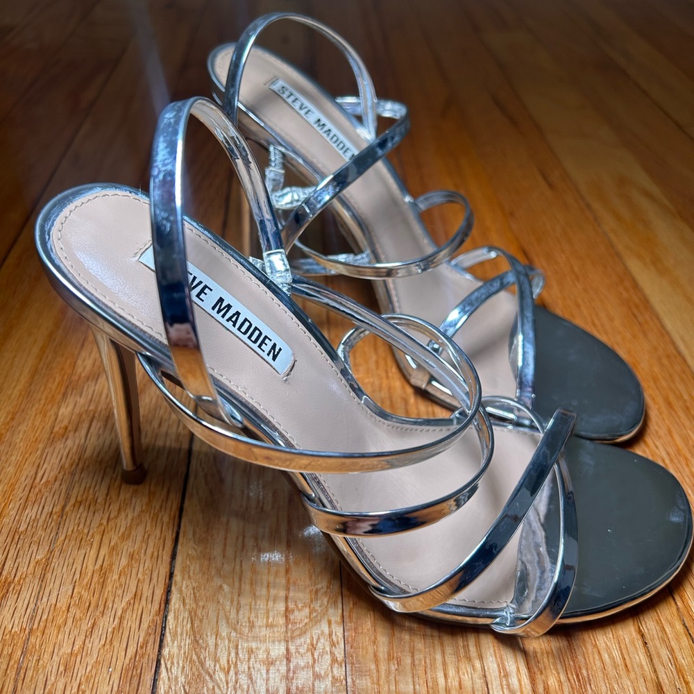 Steve Madden Silver Strappy Sandals